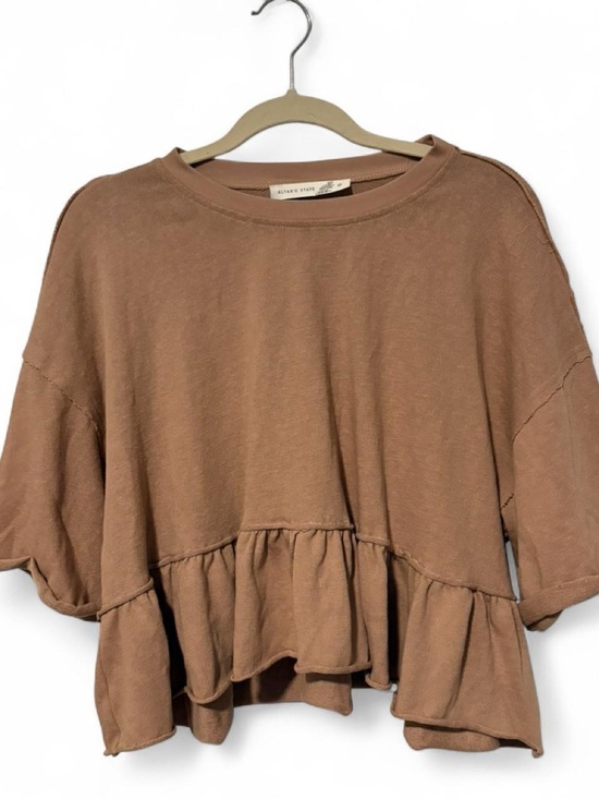 Altar'd State Tops - Altar'd State brown ruffle cotton comfy top sweatshirt material in size M